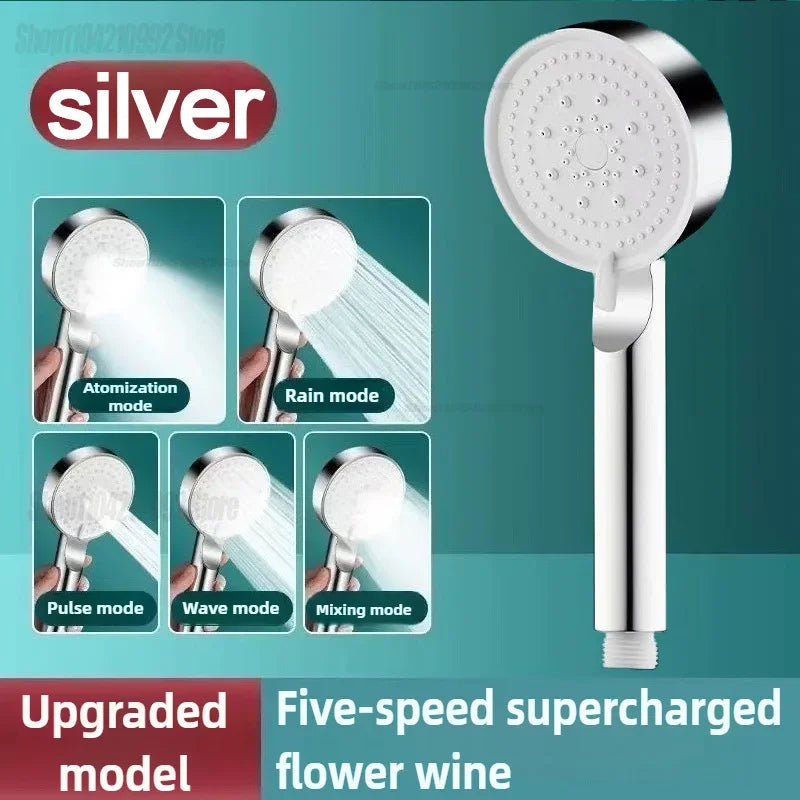 Shower Head with 5 Spray Modes, Adjustable Handheld Showerhead High-Pressure Water Saving Nozzle for Bathroom Plastic Material