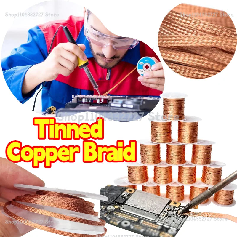 Desoldering Mesh Braid Tape Wire Repair Tool Copper Welding Point Solder Remover for Wire Soldering Wick Tin Lead Cord Flux