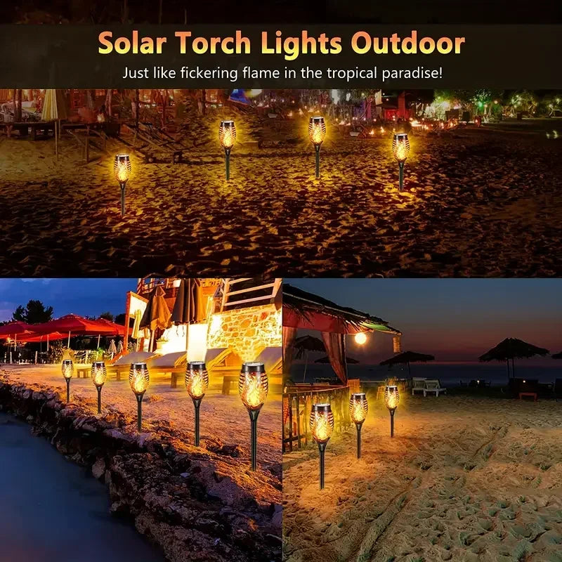1/2/4/8/10Pcs Solar Flame Torch Lights Flickering Light Waterproof Garden Decoration Outdoor Lawn Path Yard Patio Floor Lamps