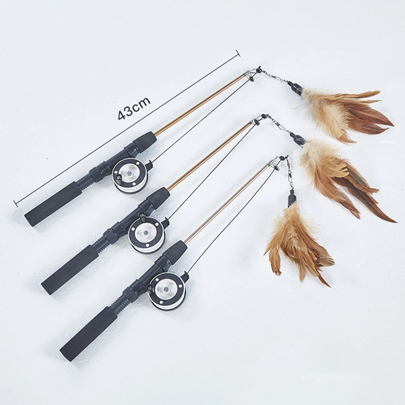 Retractable Cat Teaser Wand Toy Telescopic Cat Stick Toys Funny Interactive Kitten Feather Toy Pet Boredom Relief Toys