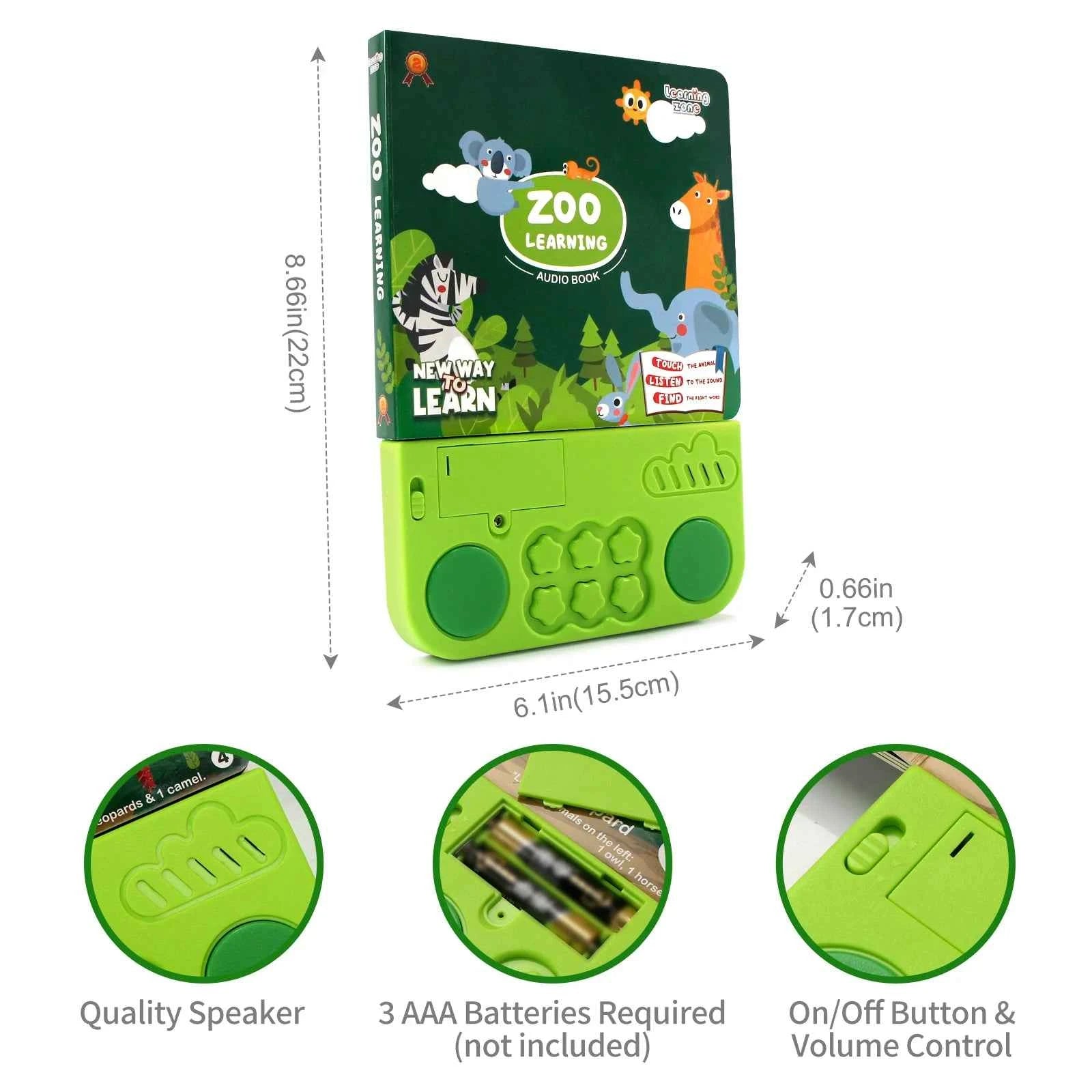 Kids Interactive Audio Books with Melody & Lights - Educational Pre-school Toys with Drum Sounds and Animal Themes