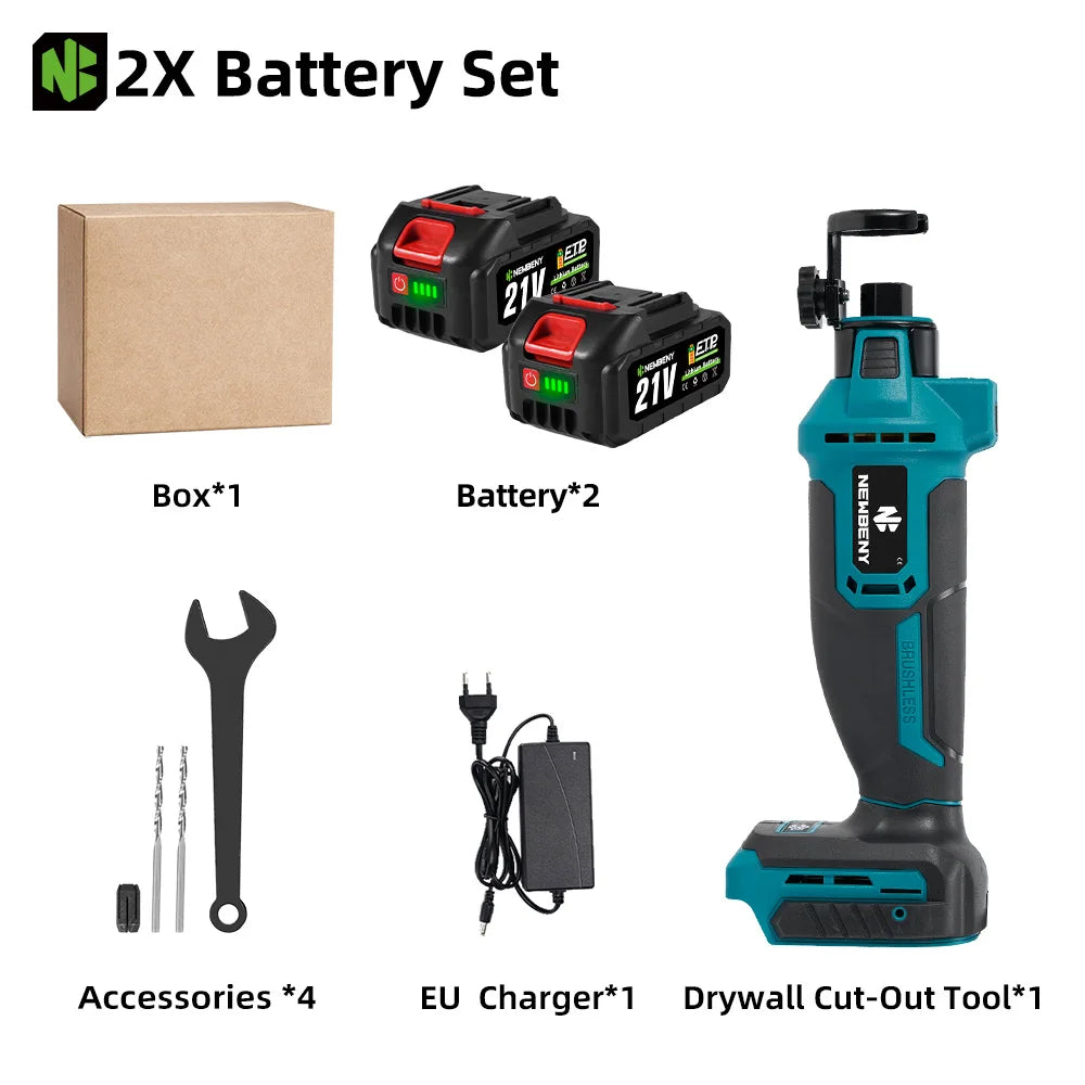 NEWBENY 3 Gear Brushless Electric Drywall Cut-Out Tool Wood Drywall Sheetrock Rotary Saw Power Tool For Makita 18-21VBattery Pin