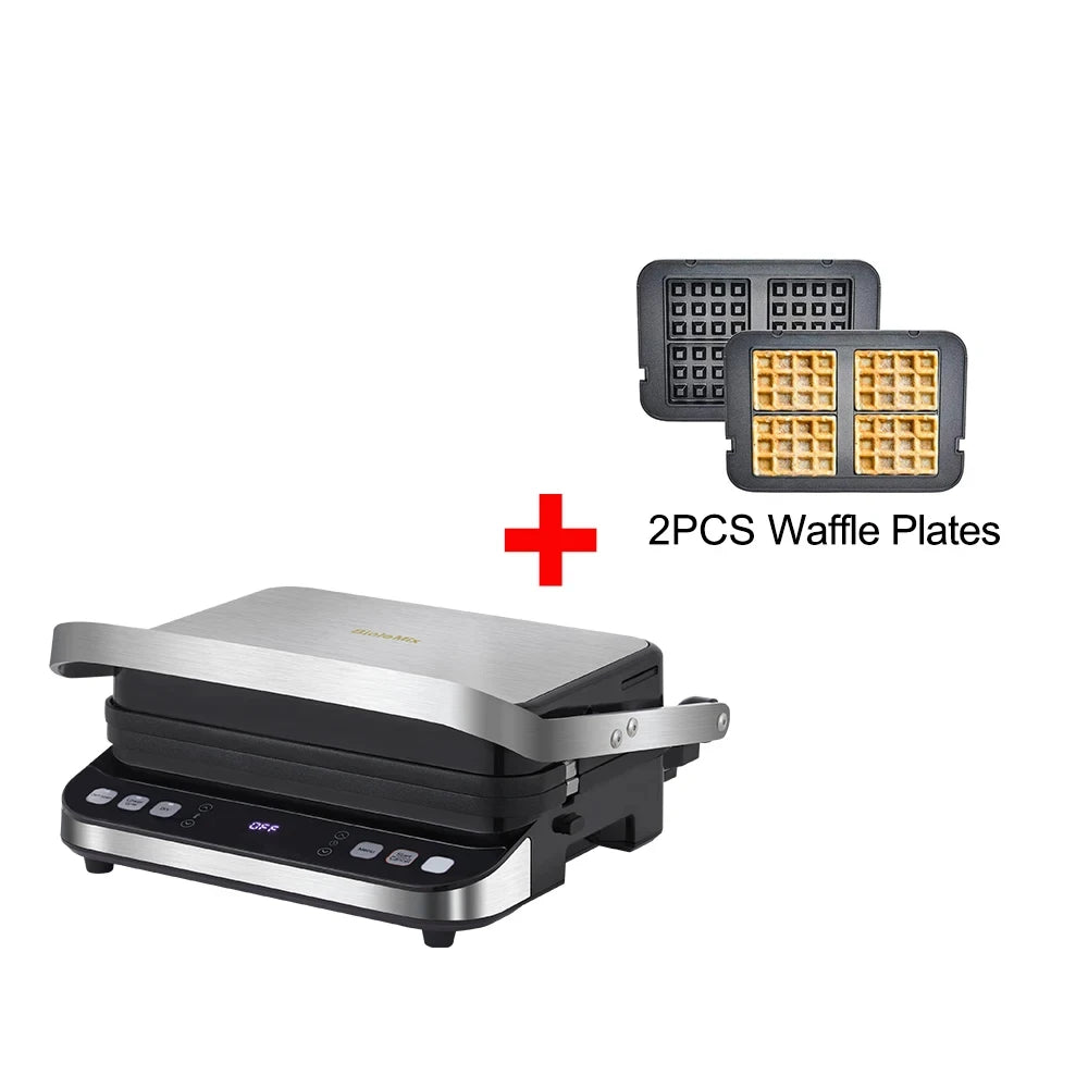 BioloMix 2000W Digitale Contactgrill met 180 graden open ontwerp, optionele wafelplaten voor panini, barbecue en meer