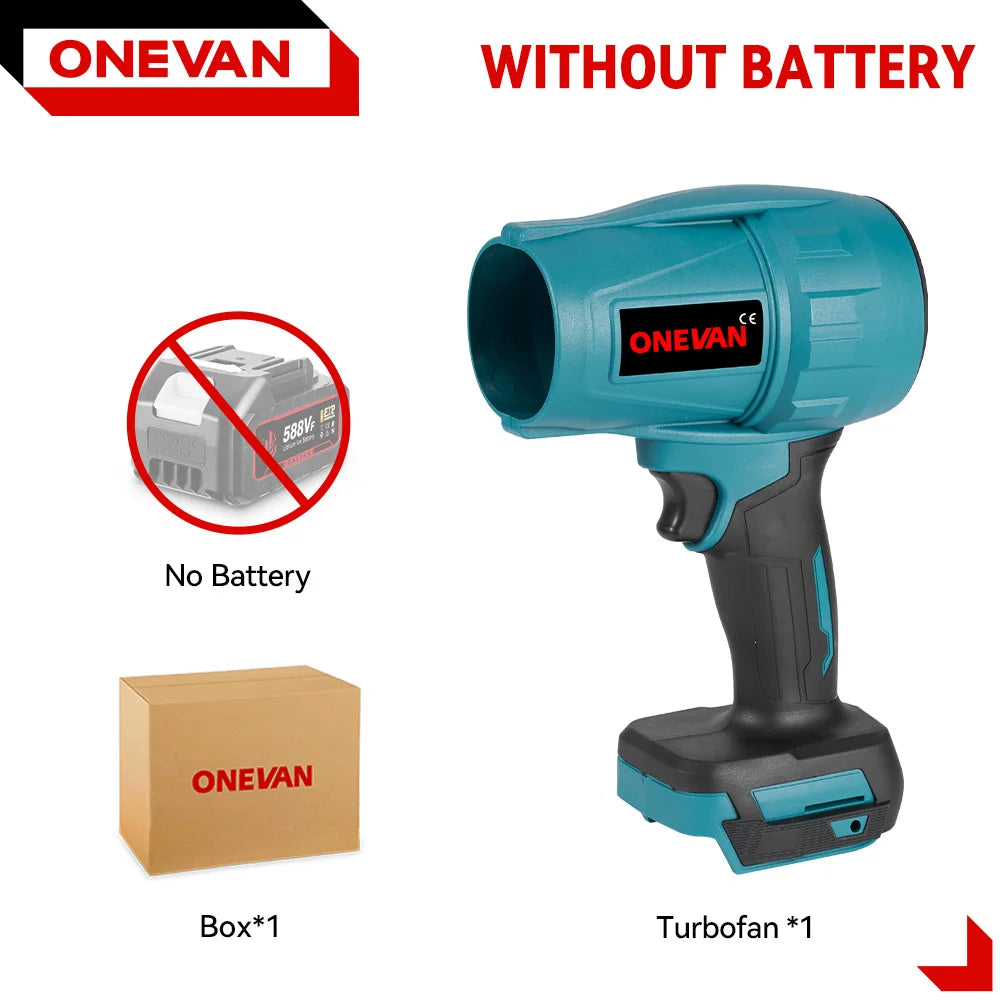 ONEVAN 200M/S Brushless Turbo Blower 2000W Handheld Cordless Electric Air Blower Dust Snow Removal Tool for 18V Battery
