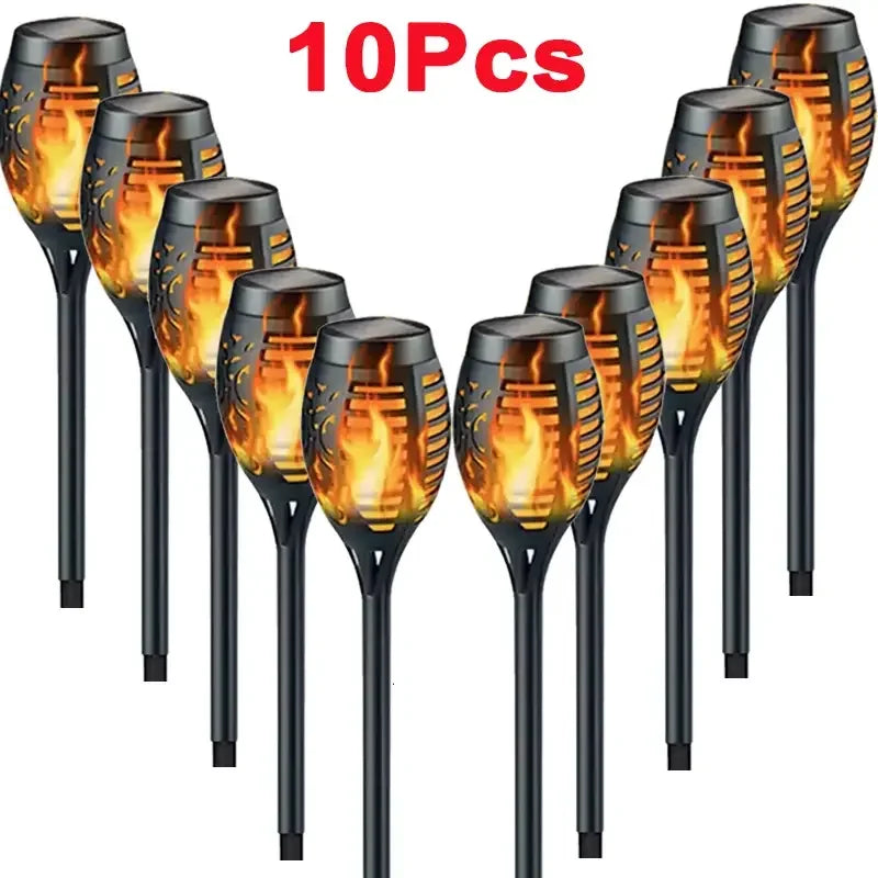 1/2/4/8/10Pcs Solar Flame Torch Lights Flickering Light Waterproof Garden Decoration Outdoor Lawn Path Yard Patio Floor Lamps