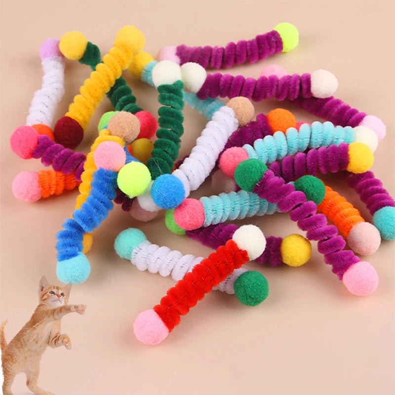 12/24Pcs Cat Spring Toys Interactive Pet Toys for Cats Colorful Random Color Cat Teaser Toy Bite-resistant Kitten Toys