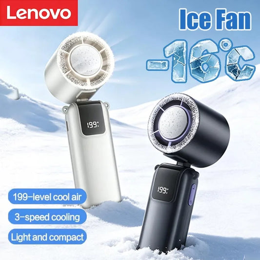 Lenovo Handheld Refrigeration Folding Fan USB Mini Portable Charging 199 Speed High-speed Small Fan Indoor & Outdoor Violent Fan