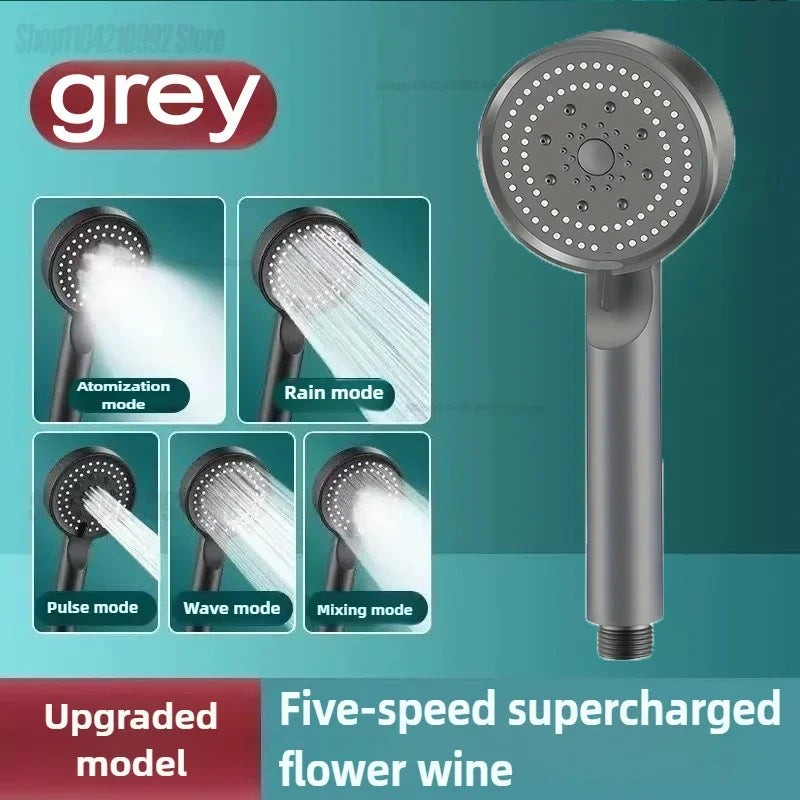 Shower Head with 5 Spray Modes, Adjustable Handheld Showerhead High-Pressure Water Saving Nozzle for Bathroom Plastic Material