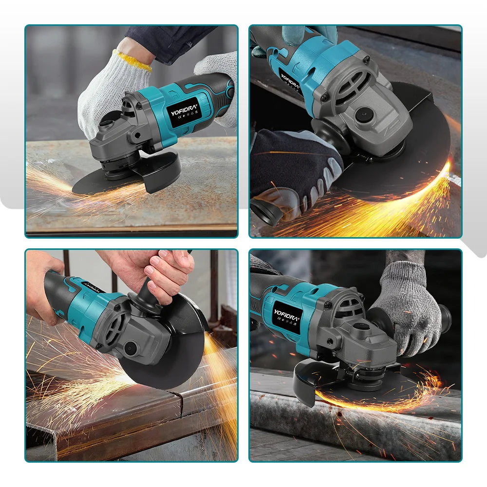 YOFIDRA 125mm Borstelloze Haakse Slijper 3 Versnellingen Draadloze Slijpmachine Snijgereedschap Houtbewerking Elektrisch Gereedschap Voor Makita Batterij Pin