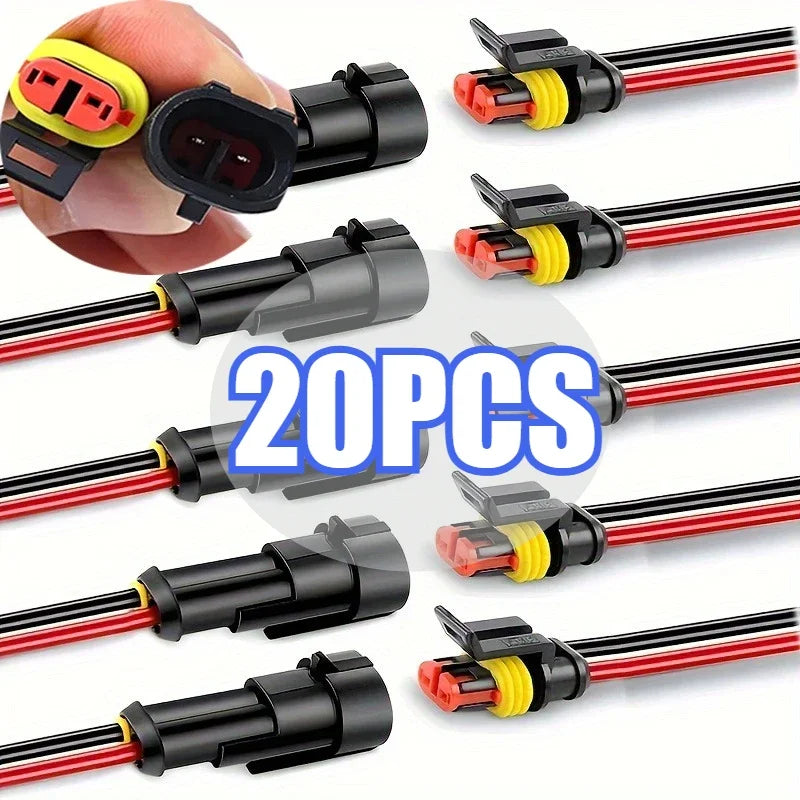 Electrical Wire Connector Waterproof Connector Wire Terminal Quick Connect Kit with Wire, Suitable for Cars and Ships Connector