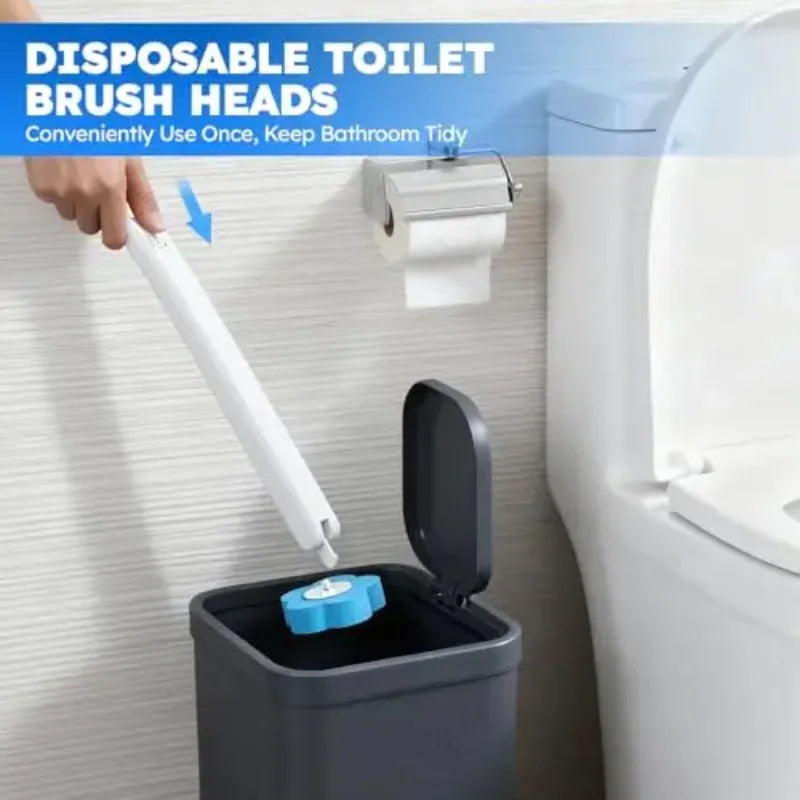 Disposable Toilet Brush Set Comes with Toilet Cleaner Long-Handled Cleaning Tool Replacement Head Sterile Cleaning Brush Head