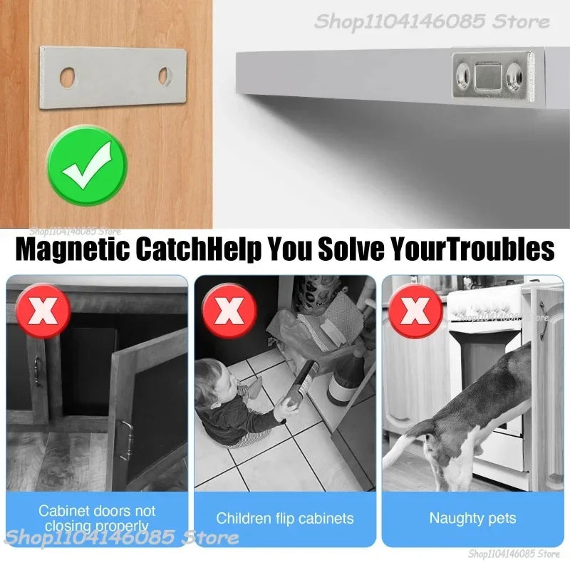 Magnetic Cabinet Catches Ultra Thin Door Strong Magnets Stopper Invisible Adhesive Drawer Magnet Lock for Kitchen Closet Closer