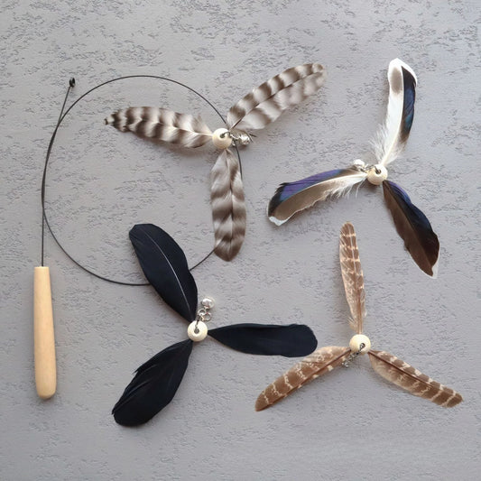 Feather Cat Toy Pet Toy Funny Cat Stick Rotating Feather Cat Teaser