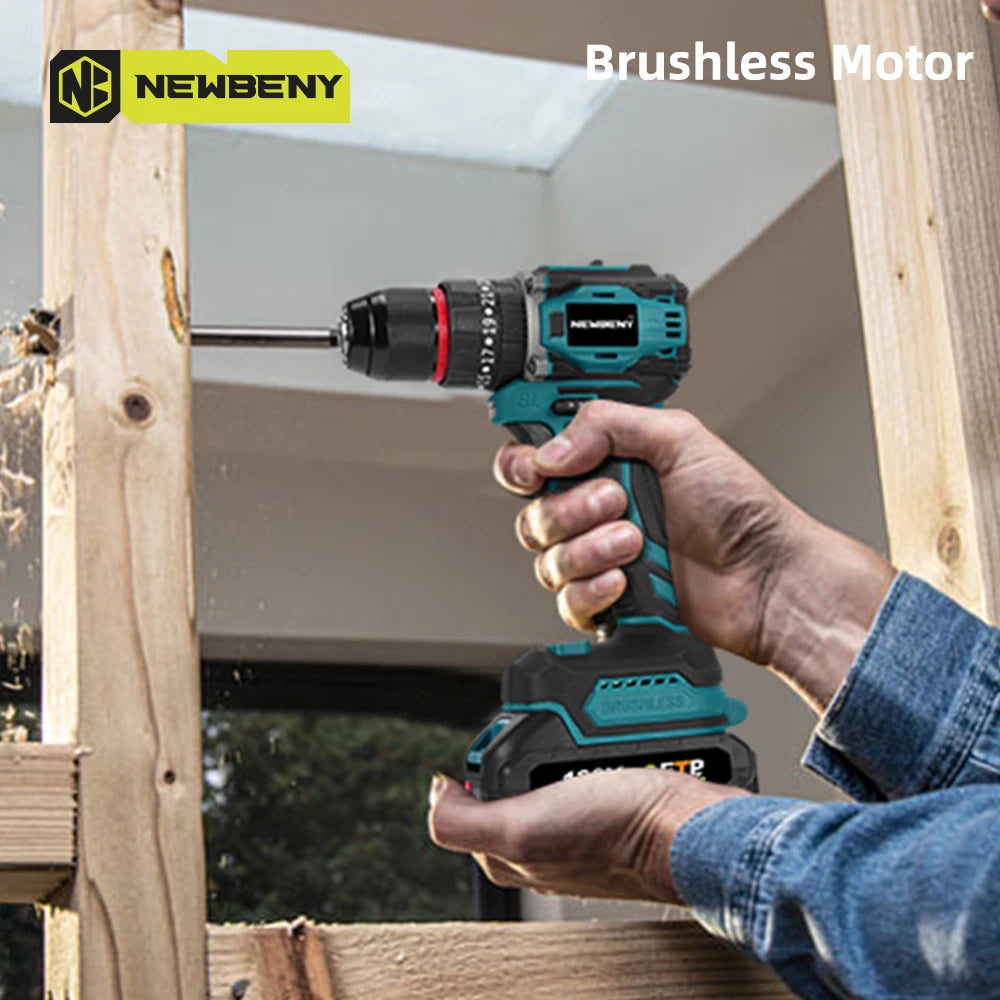 NEWBENY 80N.M 3-IN-1 Brushless Electric Drill Cordless 25+3 Torque Screwdriver Power Tools Set For Makita 18V Battery Pin