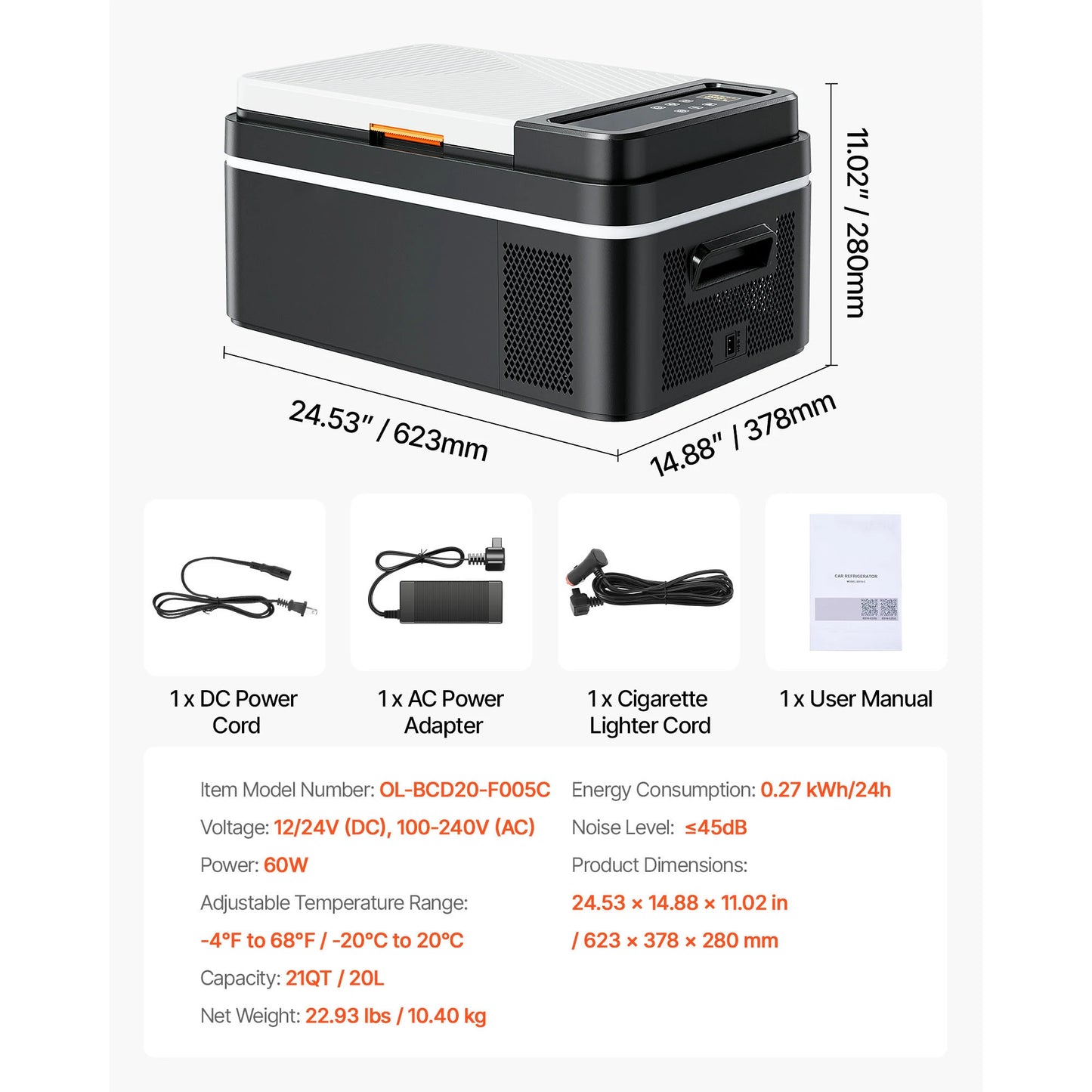Succebuy 20/22/35/45/55L Car Refrigerator Mini Fridge Freezer Portable Compressor Cooler 12/24V DC 110-240V Ice Box for Camping