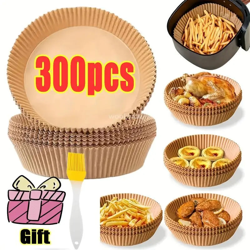 100-300pcs AirFryer Paper Food SiliconOil Paper Round Cake Papersin The Oven High Temperature Absorbent Paper Baking Accessories