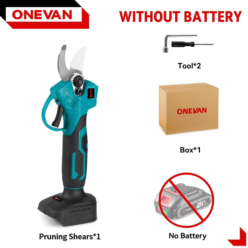 ONEVAN 30MM Brushless Electric Pruning Shear Cordless Fruit Tree Bonsai Electric Scissors Garden Tool For Makita 18V Battery Pin
