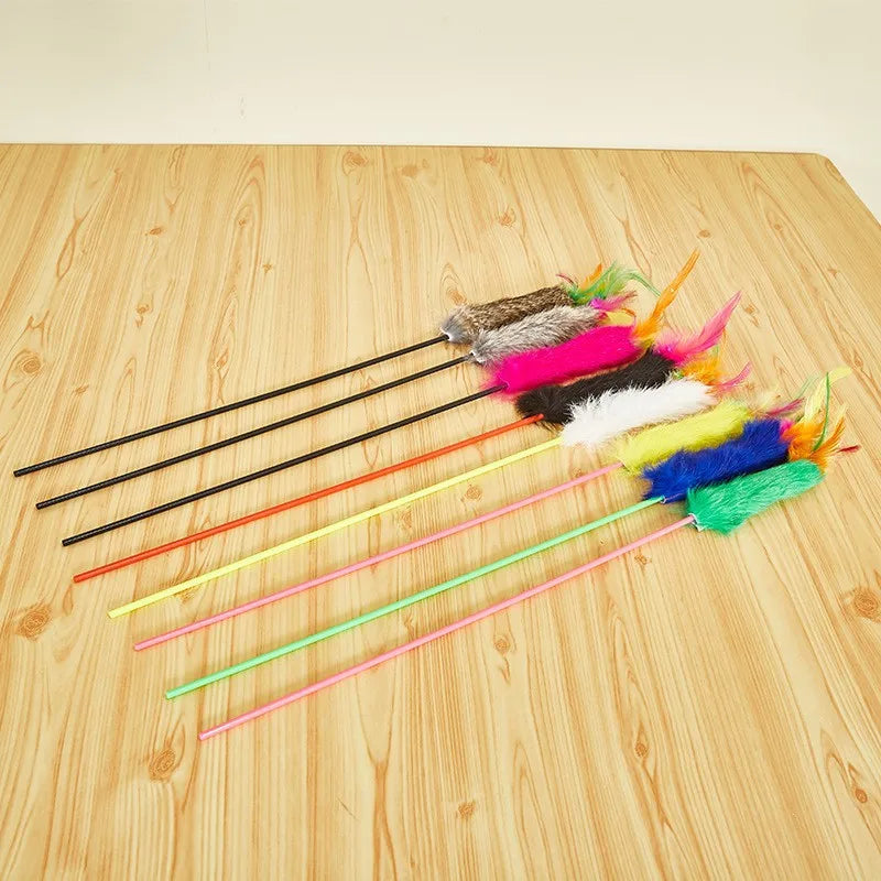 1pc Cat Toy Funny Pet Toy for Cats Interactive Cat Stick Feather Kitten Toys Random Color Pet supplies