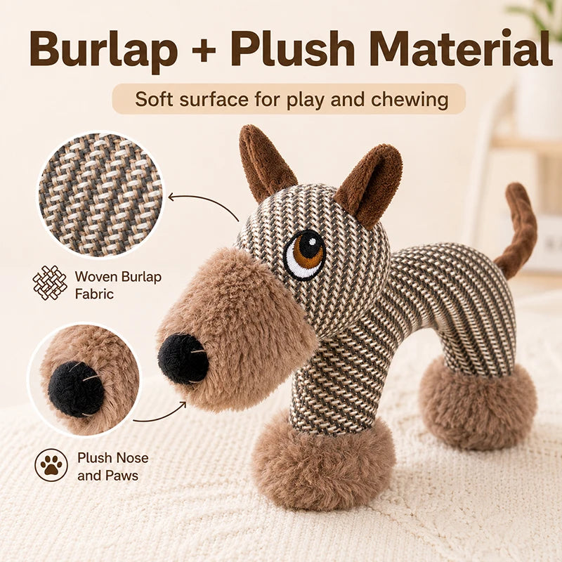 Plush Squeaky Dog Toy Bite Resistant Burlap Plush Animal Chew Toy Dog Elephant Monkey Interactive Fun Pet Toy for Dogs
