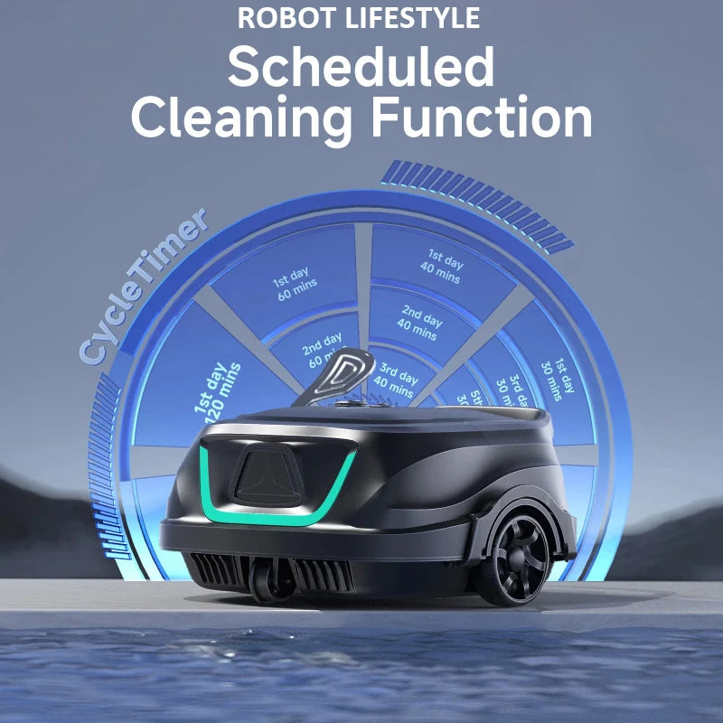 Robot nettoyeur de piscine sans fil WYBOT A1, nettoyage programmé pour le fond et les parois, filtration double couche, autonomie de 120 minutes