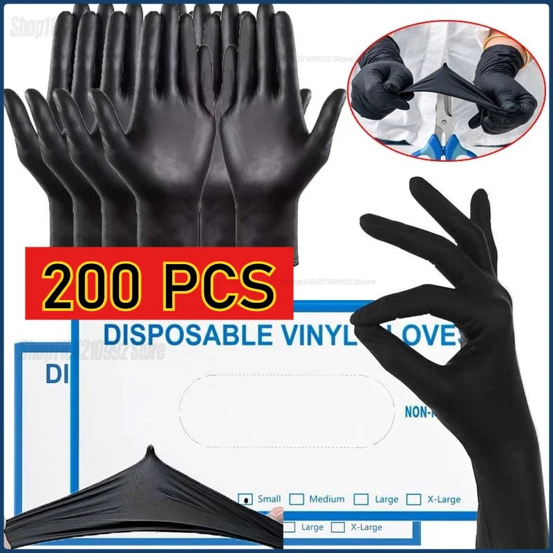Disposable Latex Gloves Black Waterproof Non-Medical for Kitchen, Cleaning, Dishwashing, Cooking, Automotive, Craft Use