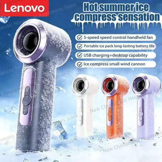 Lenovo Handheld High-speed Fan Usb Mini Digital Display 199 Speed Violent Turbo Pocket Small Fan Outdoor Portable Fan