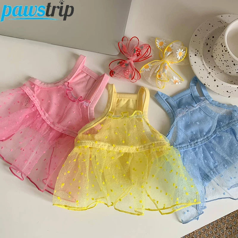 Summer Thin Dog Princess Dress Cute Breathable Pet  Dog Skirts for Small Dogs Puppy Cat Sweet Dress Dog Accessories
