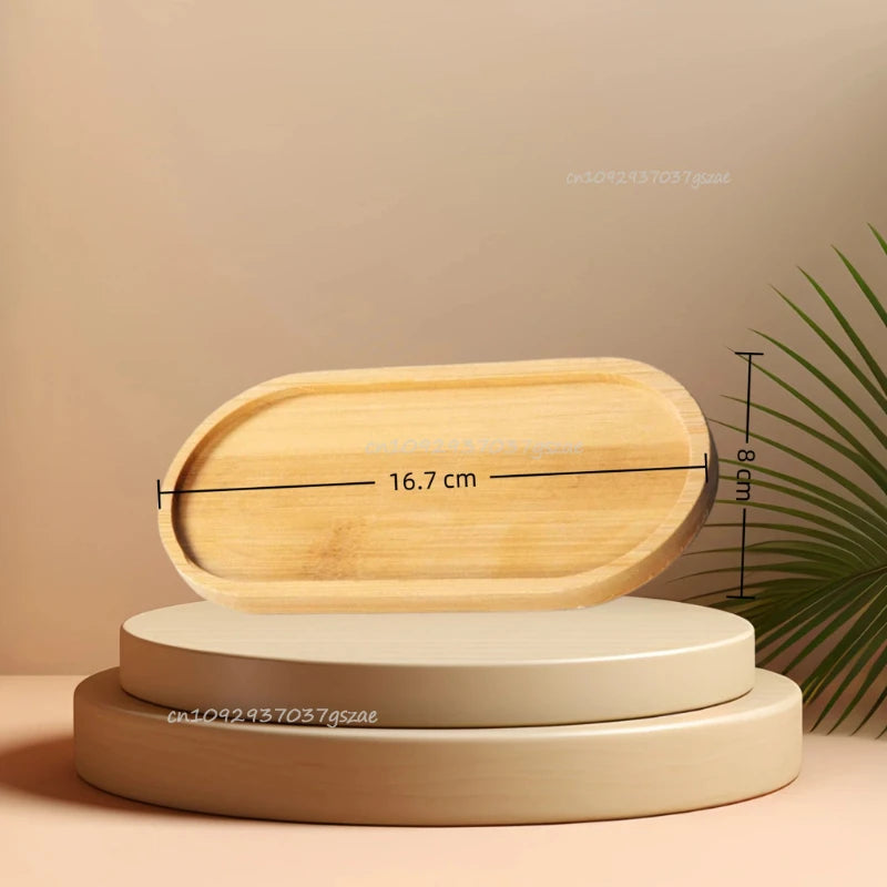 Natural Bamboo Wooden Organizer Tray Oval Rectangular Shape for Bathroom Counter Storage Jewelry Skincare Display Bamboo Tray