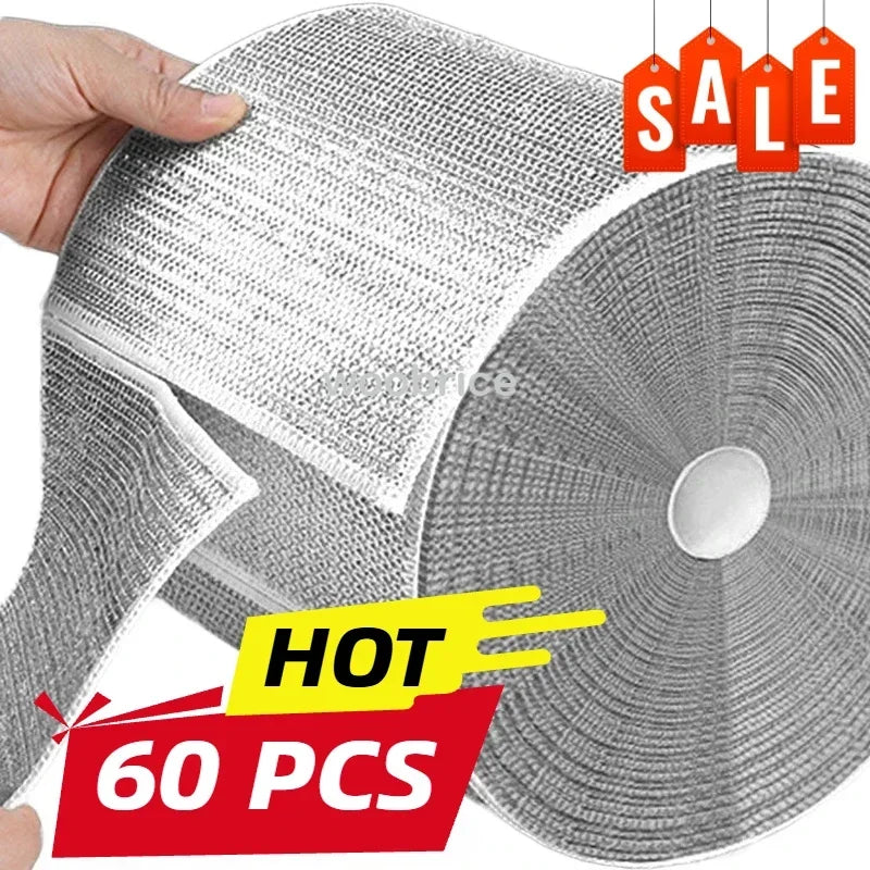 Cotton Kitchen Dishclothmetal Cleaning Cloth Home Cleaning Cloth Multifunctional Non-Scratch Wire Dishcloth Kitchen Supplies
