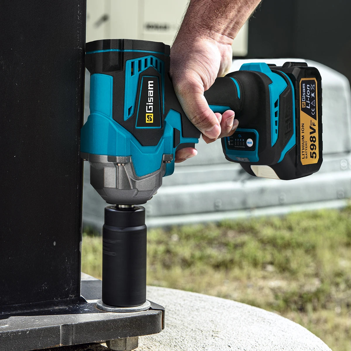 Gisam 1200NM Borstelloze Elektrische Slagmoersleutel Oplaadbaar 1/2" Autobanden Snoerloos Elektrisch Gereedschap voor Makita 18V Accu Pin