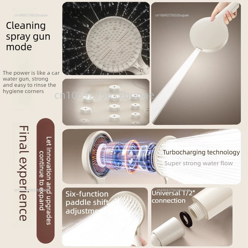 High Pressure Filtered Shower Head 6 Modes Chlorine Removal Handheld Large Flow Water Saving SPA Showerhead for Bathroom Home