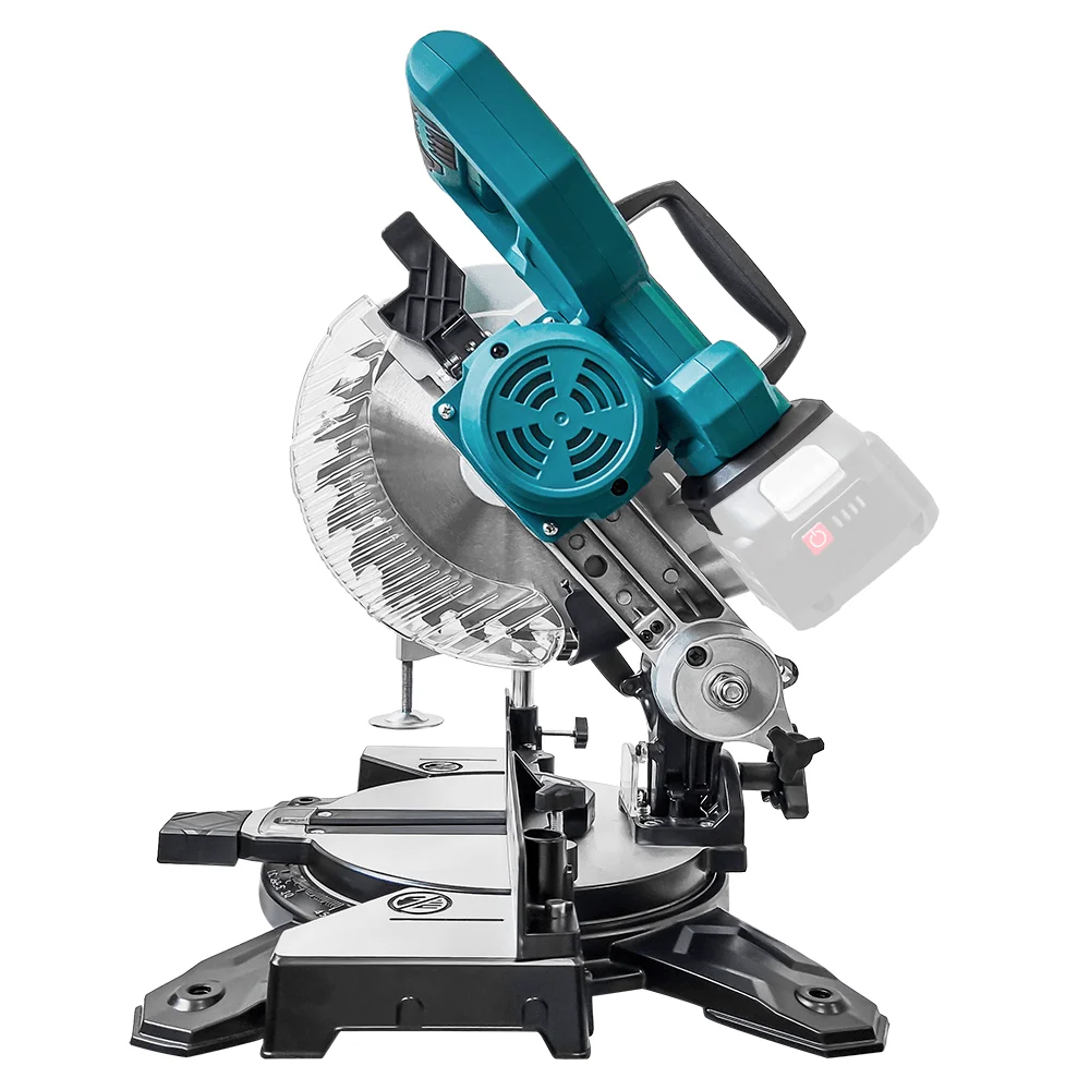 Scie à onglet sans fil PATUOPRO 8 pouces, biseau simple 45°, scie électrique compacte pour bois et aluminium, outil électrique compatible avec batterie Makita 18V