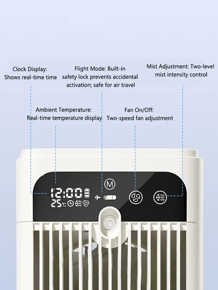 Lenovo 2026 New Air Cooler Fan Desktop Portable Air Conditioner Misting Cooling Fan for Bedroom Office Outdoor Camping