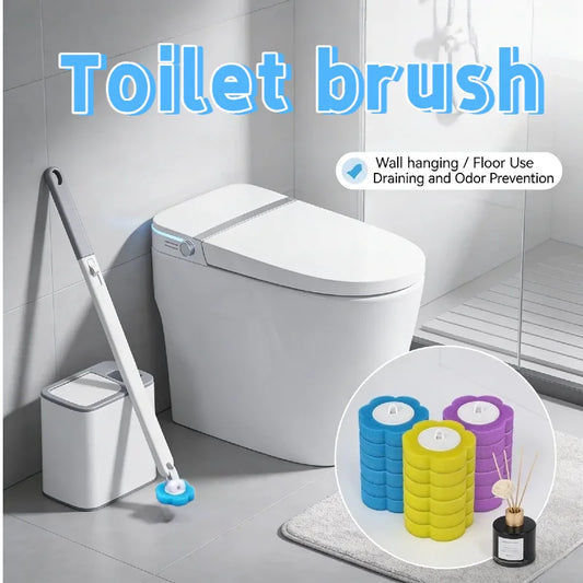Upgrade Toilet Brush Kit with Disposable Replacement Heads Long-Handle Hygienic Bathroom Cleaning Brush for Home WC Accessories