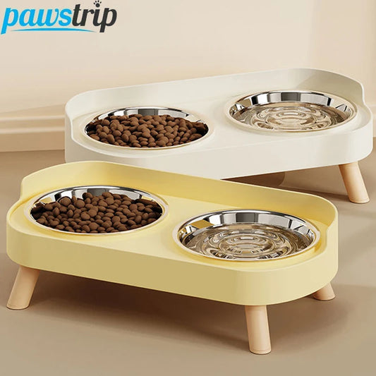 Gamelles doubles pour animaux, bols antidérapants en acier inoxydable pour chat, bols surélevés avec support, gamelles anti-éclaboussures pour chien, fournitures pour animaux