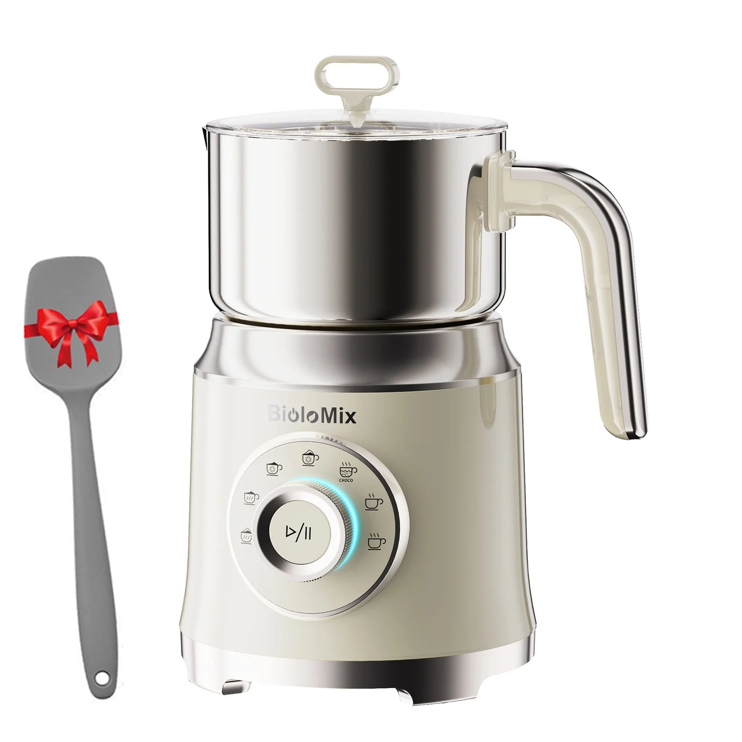 BioloMix 7-in-1 Detachable Electric Milk Frother Steamer Automatic Hot Cold Foam Maker for Coffee And Hot Chocolate