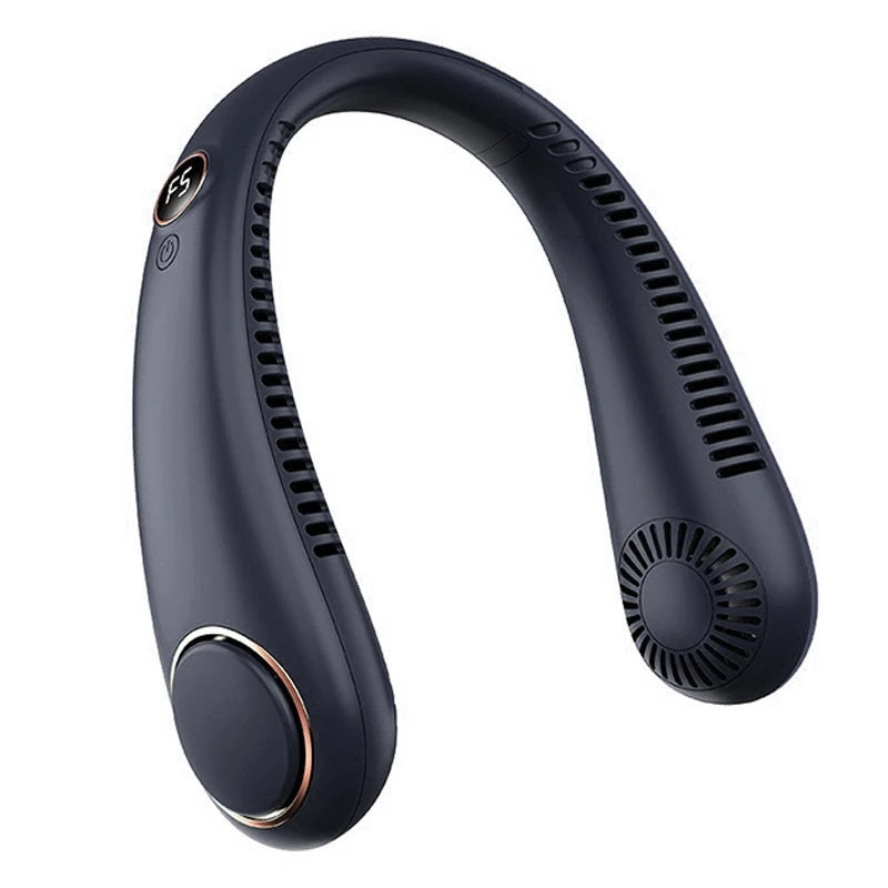 Lenovo Neck Hanging Fan Usb Charge Model Long Battery Life Portable Neck Hang Silent Fan Digital Display 5-speed High Wind Power