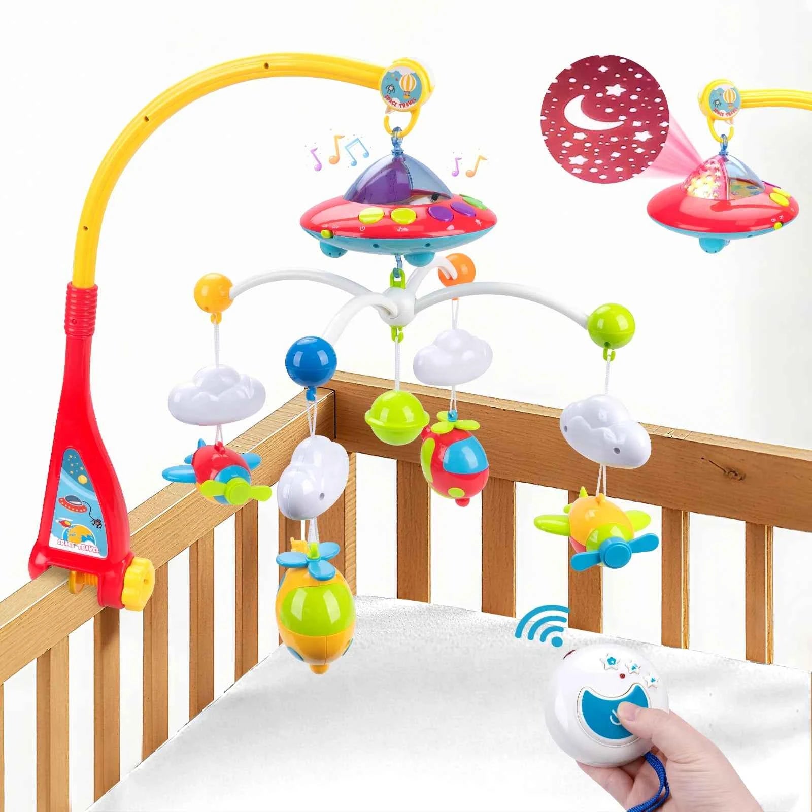 Musical Baby Crib Mobile with 108 Melodies and Light Projection for Infants – Remote Control Crib Toys for Newborns