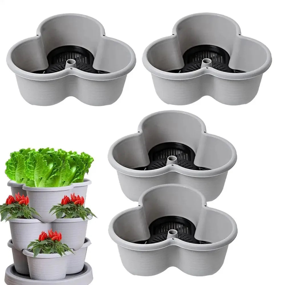 Vertical Stackable Strawberry Planter Tower with Movable Caster Wheel Base - Quality Shopping Centre