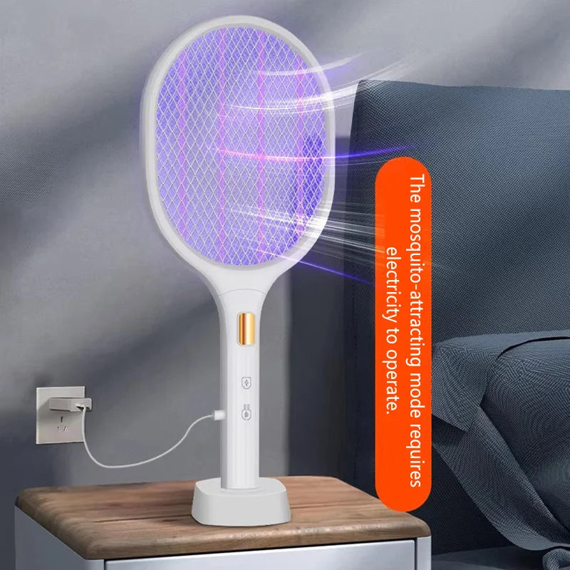 Raquette anti-moustique électrique 2-en-1 Lenovo, lampe tue-moustique pliable, piège à moustiques automatique, raquette rechargeable