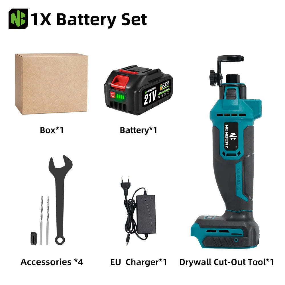 NEWBENY 3 Gear Brushless Electric Drywall Cut-Out Tool Wood Drywall Sheetrock Rotary Saw Power Tool For Makita 18-21VBattery Pin