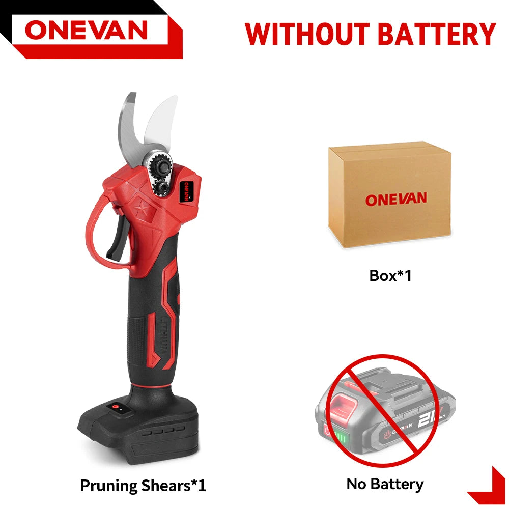 ONEVAN 1000W 30MM Brushless Electric Pruning Shear 3Pins Plug Cordless Electric Scissors Garden Tools For Makita 18V Battery Pin