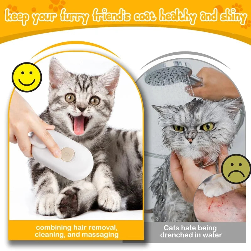 3in1 Steam Brush Steam Cats Comb Water Steam Cat Brush Electric Spray Hair Brushes Cats Massage Grooming  Hair Removal Comb