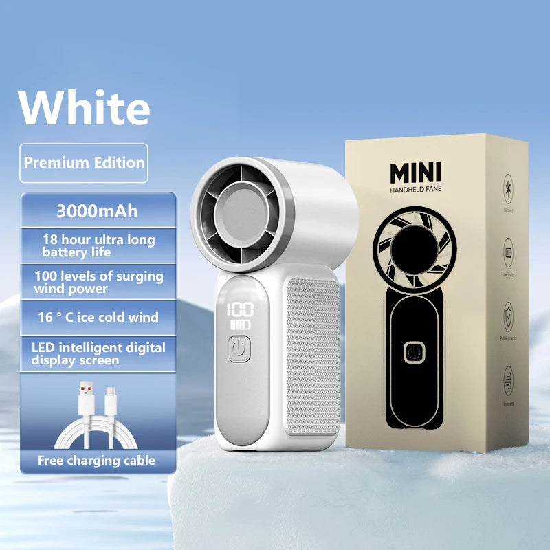 Lenovo Portable Handheld Mini Fan 5 Speed Adjust Type C Rechargeable Fan Digital Display Desktop Fan Outdoor