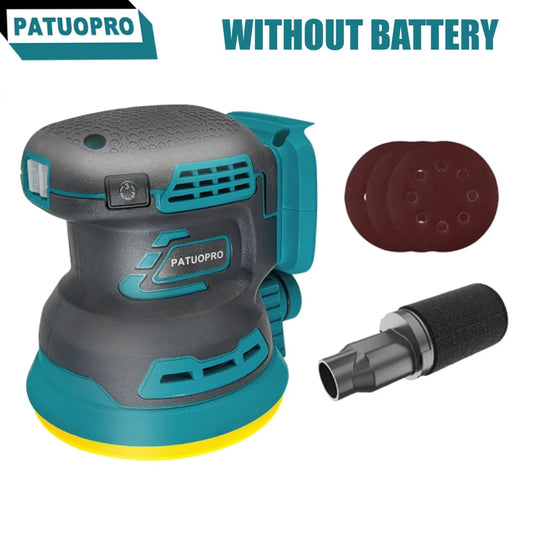PATUOPRO 125mm Brushless Disc Random Orbital Electric Sander Grinder Polisher Sanding Machine 3 Speed for Makita 18V Battery
