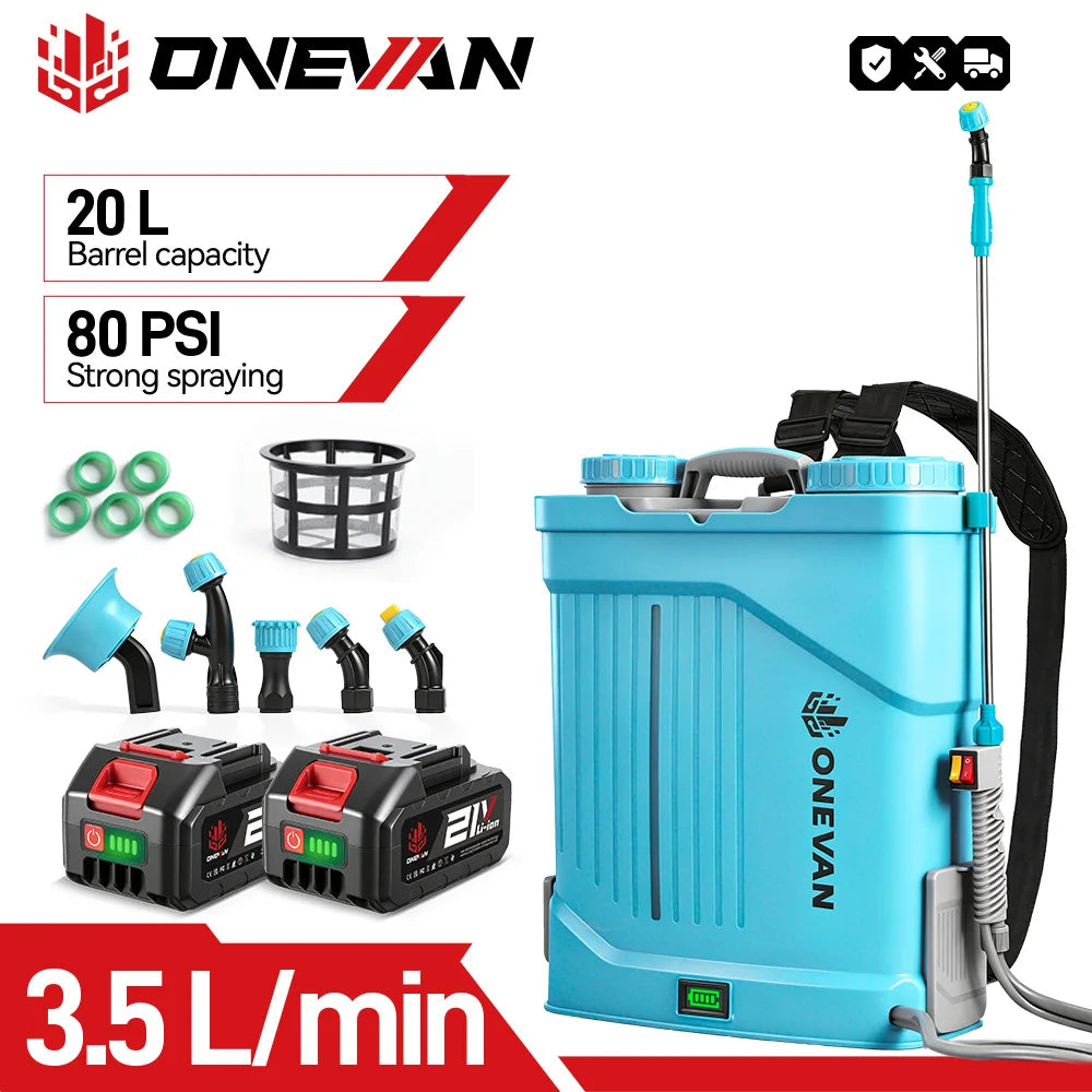 ONEVAN 80PSI Electric Sprayer 20L High Capacity Yard Lawn Spraying Irrigation Backpack Sprayer Tools For Makita 18V Battery Pin