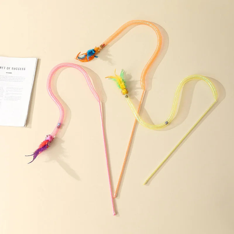 Interactive Cat Toy Funny Cat Stick toys Cat Teaser Wand with Feather Bell Kitten Playing Toys Cat Accessories