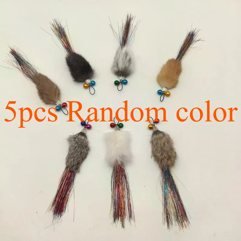 Lot de 3/5 têtes de rechange en peluche imitation poils de lapin pour jouet canne à chat