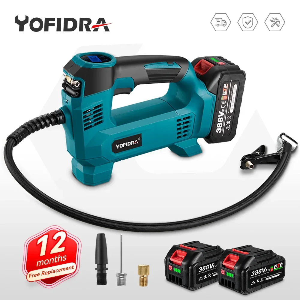 Yofidra 830Kpa Inflatable Pump High Pressure Digital Air Compressor Car Electric Air Pump Pneumatics For Makita 18V Battery