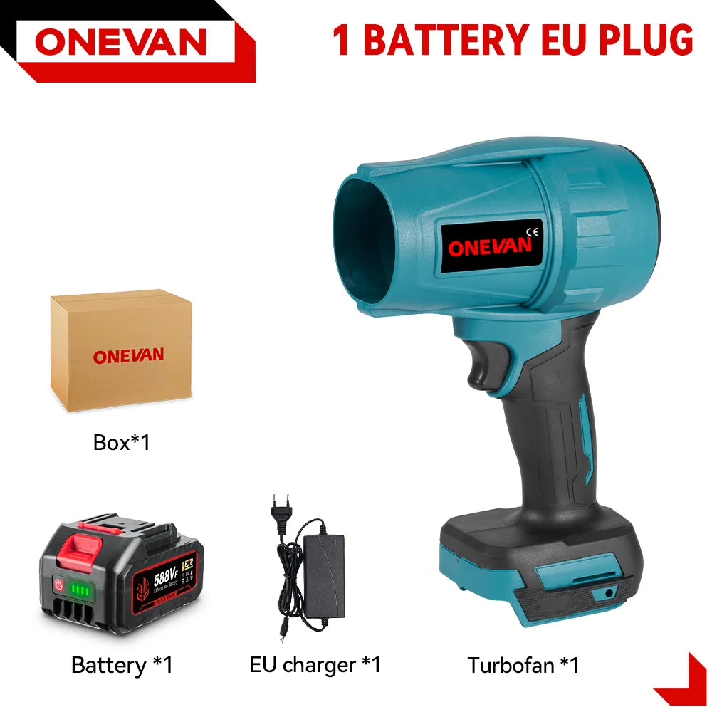 ONEVAN 1200W Elektrische Turbo Blower Jet Fan 150M/S Krachtige Luchtblazer Handbediend Reinigingsgereedschap voor Makita 18V Accu